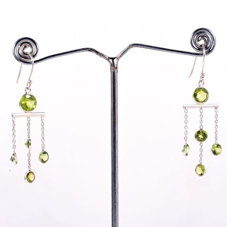 Handmade 925 Sterling Silver Dangle Earrings with Peridot Gemstone